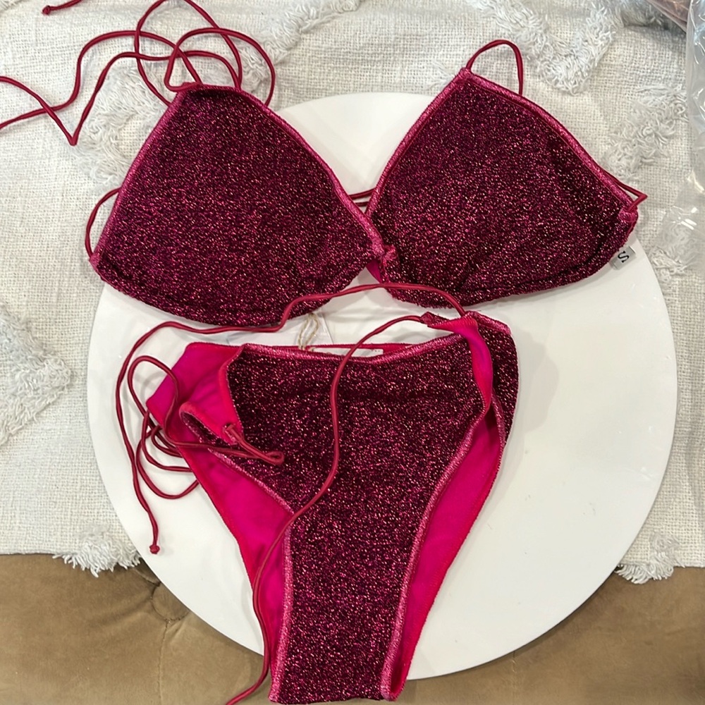 OSEREE LUREX LUMIERE DARK FUCSIA BATHING SUIT SIZE SMALL BRAND NEW